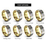 font options for inside engraving on gold & gray usa japan heart rings