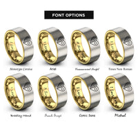 font options for inside engraving on gold & silver usa japan heart rings