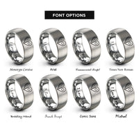 font options for inside engraving on silver usa japan heart rings