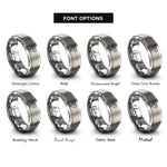 font options for inside engraving on grey usa japan heart rings