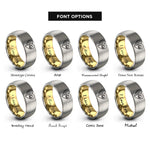 font options for inside engraving on gold & grey usa mexico heart rings