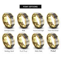 font options for inside engraving on gold & gray usa mexico heart rings
