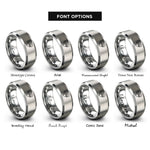 font options for inside engraving on gray usa mexico heart rings