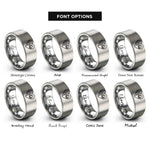 font options for inside engraving on gray usa mexico heart rings