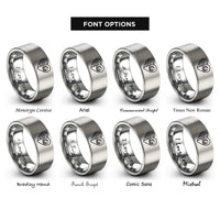 font options for inside engraving on gray usa mexico heart rings
