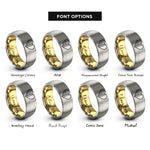 font options for inside engraving on gold & gray usa nigeria heart rings