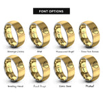 font options for inside engraving on gold & grey usa nigeria heart rings