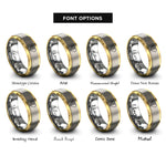 font options for inside engraving on gold & grey usa nigeria heart rings