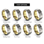 font options for inside engraving on gold & gray usa uk rings