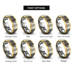 font options for inside engraving on gold & silver usa uk rings