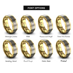 font options for inside engraving on gold & gray usa vietnam heart rings