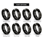 font options for inside engraving on black & gray usb c cable rings