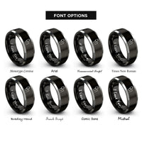 font options for inside engraving on black & gray usb c cable rings