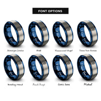 font options for inside engraving on blue & silver usb c plug rings