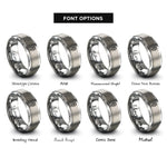 font options for inside engraving on gray usb c plug rings
