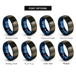 font options for inside engraving on gunmetal & blue usb c plug rings