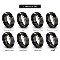 font options for inside engraving on black & gray usb flash drive rings