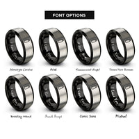 font options for inside engraving on black & gray usb flash drive rings