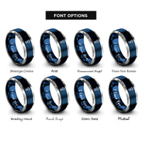 font options for inside engraving on blue & silver usb icon rings