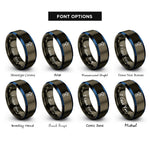 font options for inside engraving on gunmetal & blue usb icon rings
