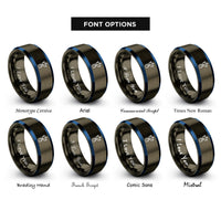 font options for inside engraving on gunmetal & blue usb icon rings