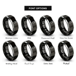 font options for inside engraving on black & silver usb plug rings