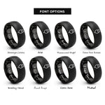 font options for inside engraving on black usb plug rings