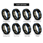 font options for inside engraving on gunmetal & blue usb symbol rings