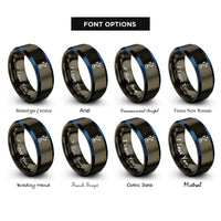 font options for inside engraving on gunmetal & blue usb symbol rings