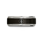 unique presents for her – black & blue & silver tungsten bowline circle wedding band