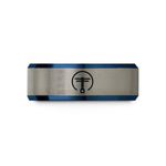 personalized presents for her – blue & grey tungsten dipole antenna wedding band