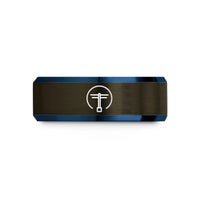 best presents for her – gunmetal & blue tungsten dipole antenna wedding band