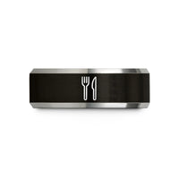 stylish rings for her – black & gray tungsten fork knife wedding band