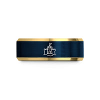 thoughtful presents for her – gold & blue tungsten sandcastle wedding band