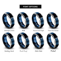 font options for inside engraving on blue & gray usn flags rings