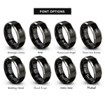 font options for inside engraving on black & gray utility belt rings