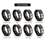 font options for inside engraving on black & silver utility bucket truck rings