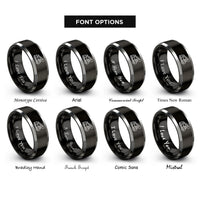 font options for inside engraving on black & gray utility bucket truck rings