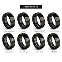 font options for inside engraving on black utility bucket truck rings