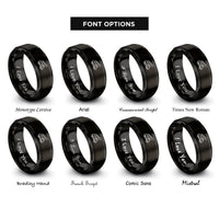 font options for inside engraving on black utility bucket truck rings