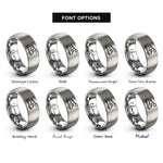 font options for inside engraving on grey utility bucket truck rings