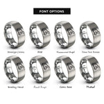 font options for inside engraving on gray utility bucket truck rings