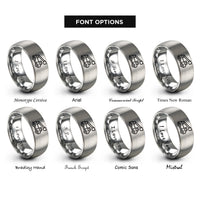 font options for inside engraving on gray utility bucket truck rings