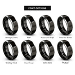 font options for inside engraving on black & silver utility knife rings