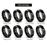 font options for inside engraving on black & grey utility knife rings
