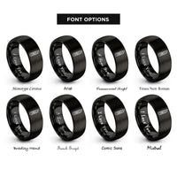 font options for inside engraving on black utility knife rings