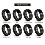 font options for inside engraving on black utility knife rings