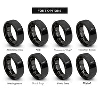font options for inside engraving on black utility knife rings