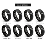 font options for inside engraving on black utility knife rings
