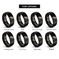 font options for inside engraving on black utility knife rings